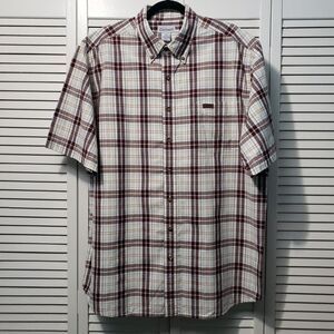 Carhartt Short Sleeve Button-up Shirt Men's XL Tall Brown Plaid Casual Outdoor